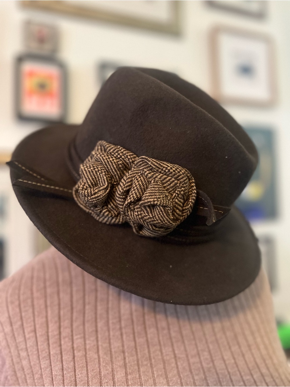 Women's Dark Brown Felt Fedora - vintage